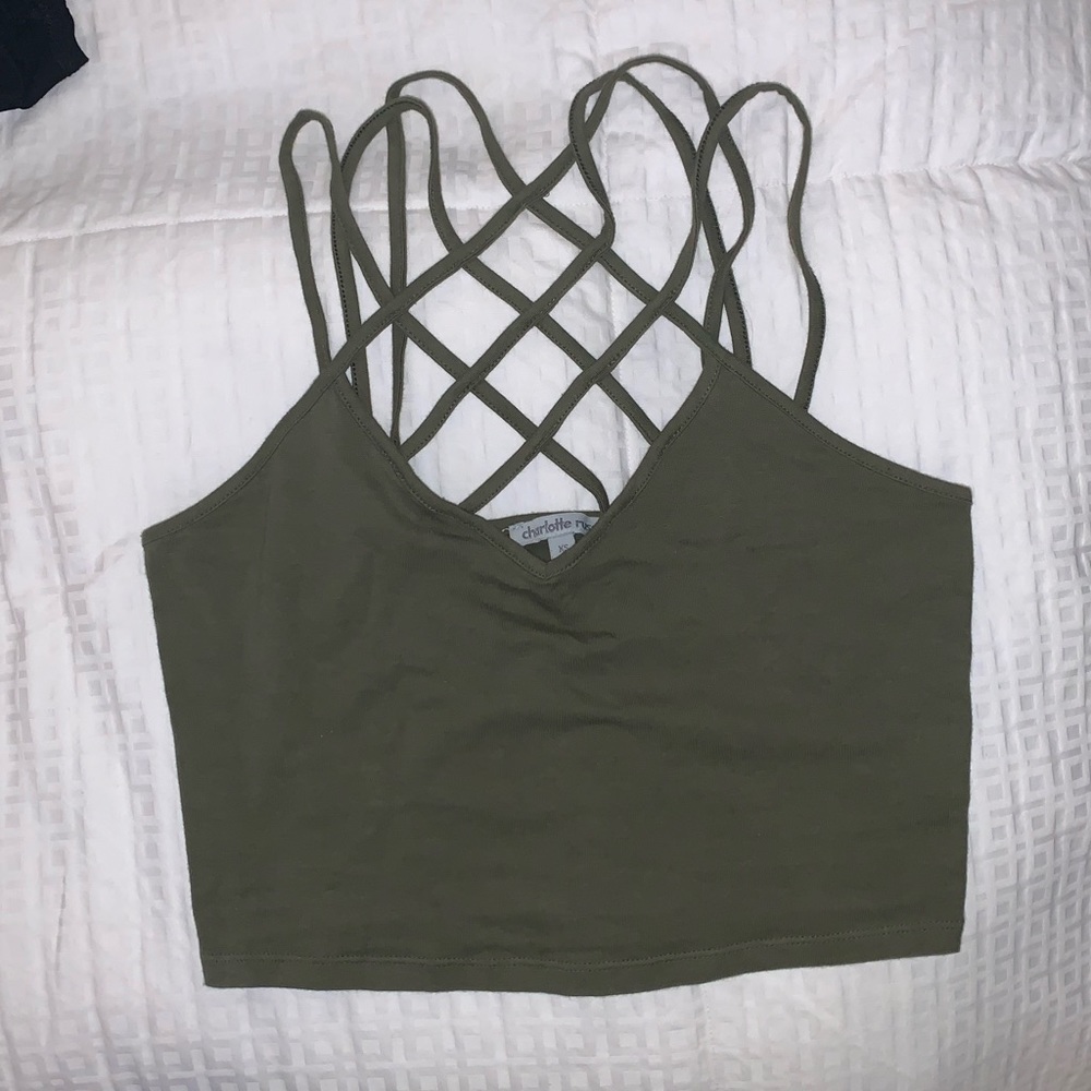 Green strappy crop top